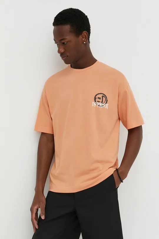 oranžna Bombažna kratka majica Drykorn Moški