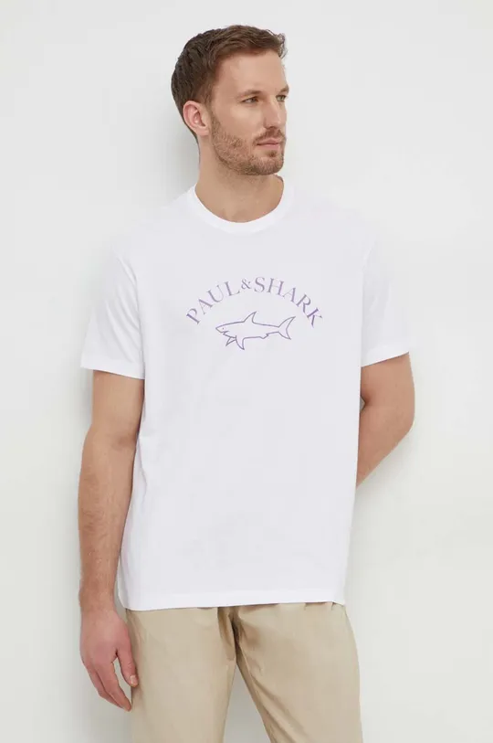 biela Bavlnené tričko Paul&Shark Pánsky
