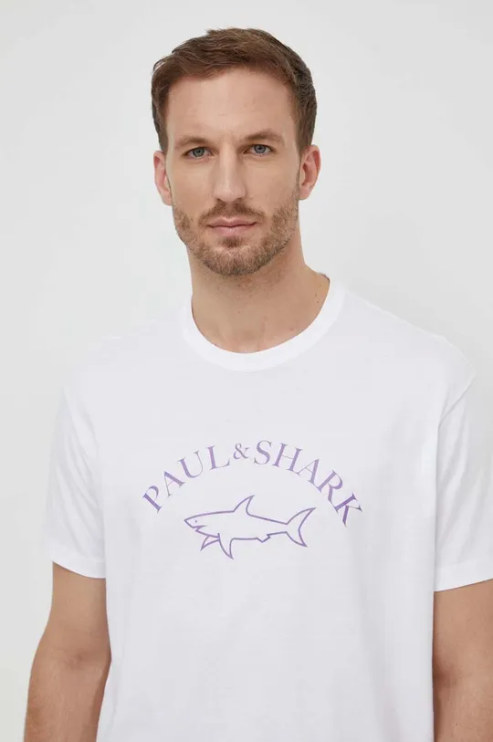 Bombažna kratka majica Paul&Shark bela