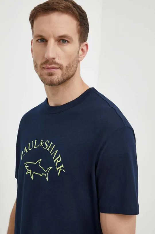 granatowy Paul&Shark t-shirt bawełniany Męski