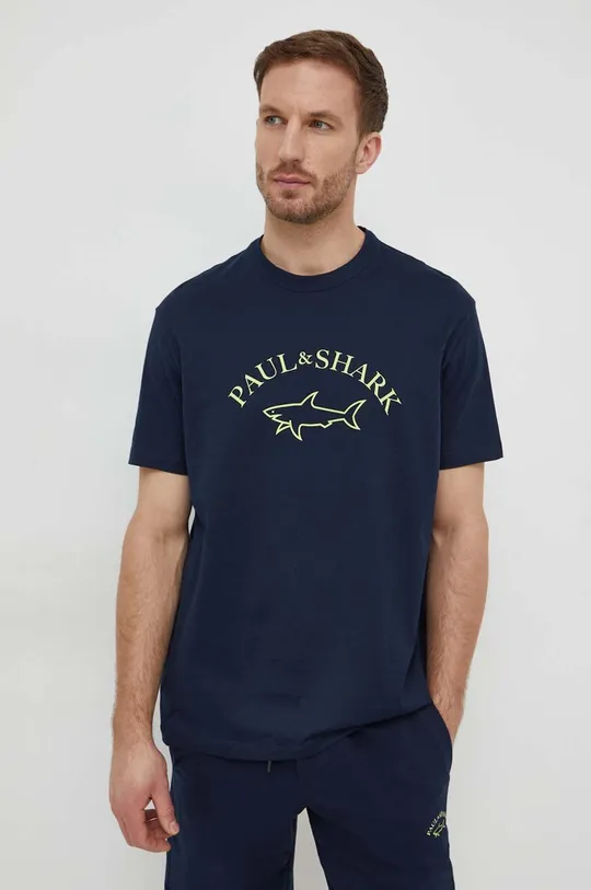 granatowy Paul&Shark t-shirt bawełniany