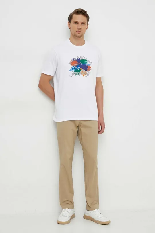 Bavlnené tričko Paul&Shark biela