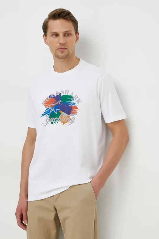 λευκό Βαμβακερό μπλουζάκι Paul&Shark