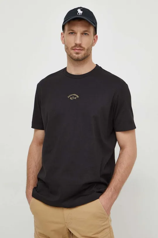 czarny Paul&Shark t-shirt bawełniany
