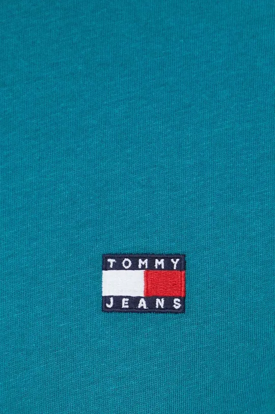 turkizna Bombažna kratka majica Tommy Jeans