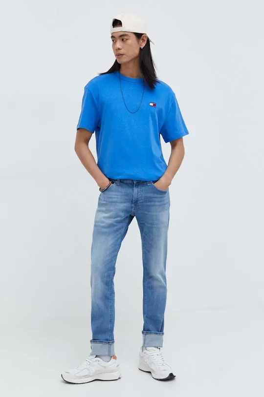 Бавовняна футболка Tommy Jeans блакитний