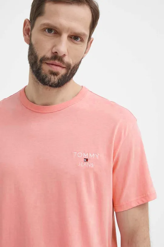ružová Bavlnené tričko Tommy Jeans Pánsky
