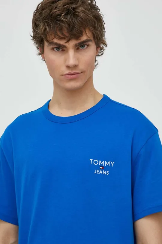 kék Tommy Jeans pamut póló Férfi