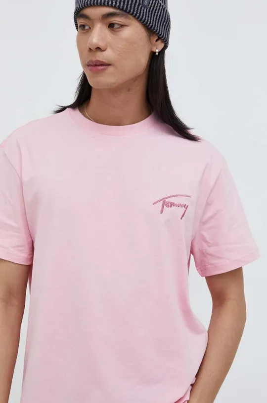 roza Pamučna majica Tommy Jeans