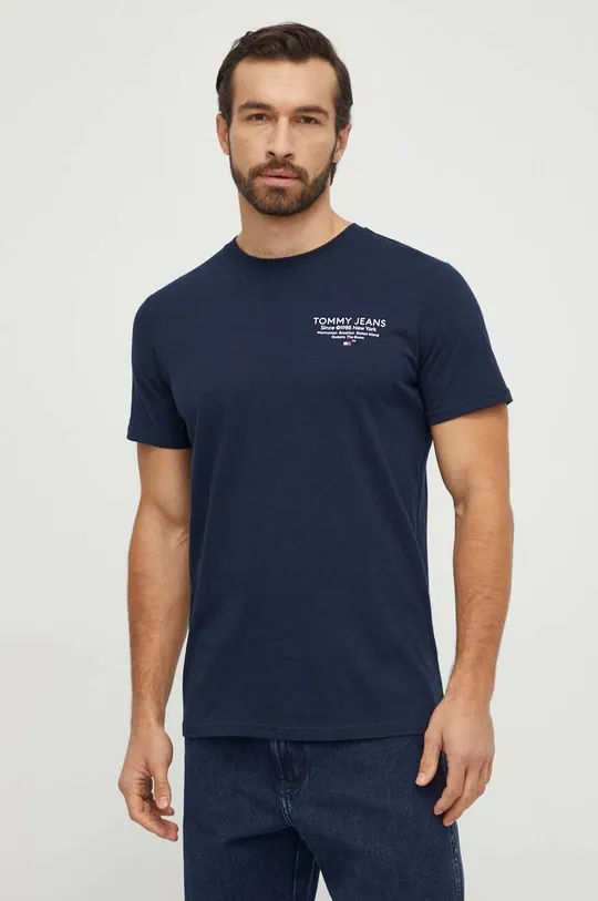 mornarsko modra Bombažna kratka majica Tommy Jeans Moški