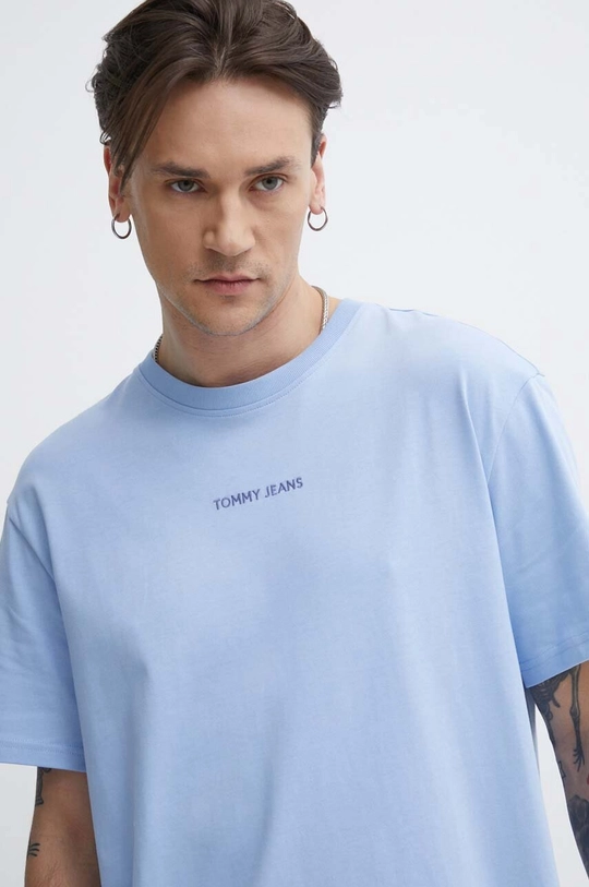 niebieski Tommy Jeans t-shirt bawełniany Męski