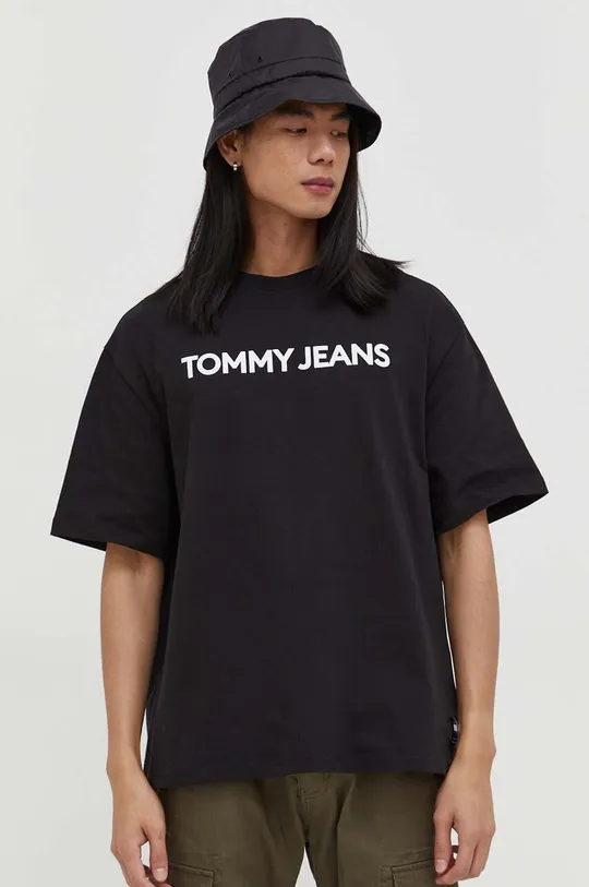 чорний Бавовняна футболка Tommy Jeans Чоловічий
