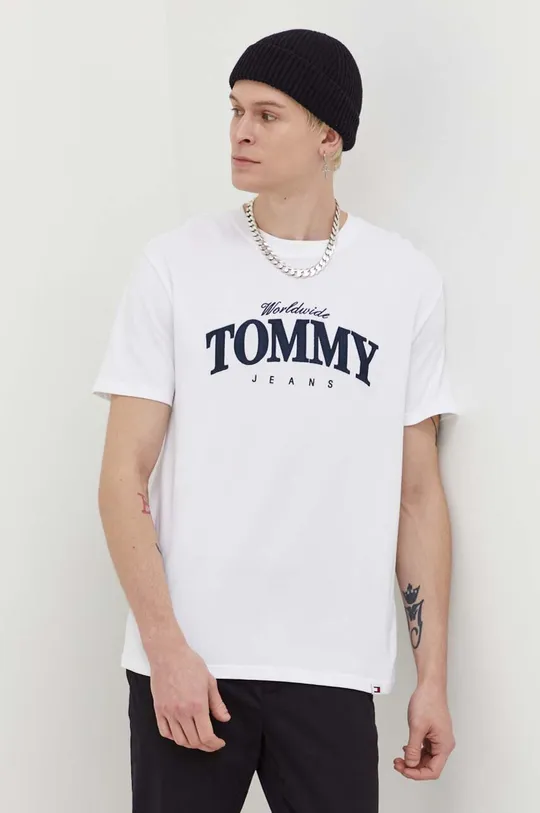 biela Bavlnené tričko Tommy Jeans