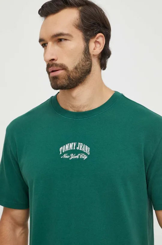 Tommy Jeans pamut póló zöld