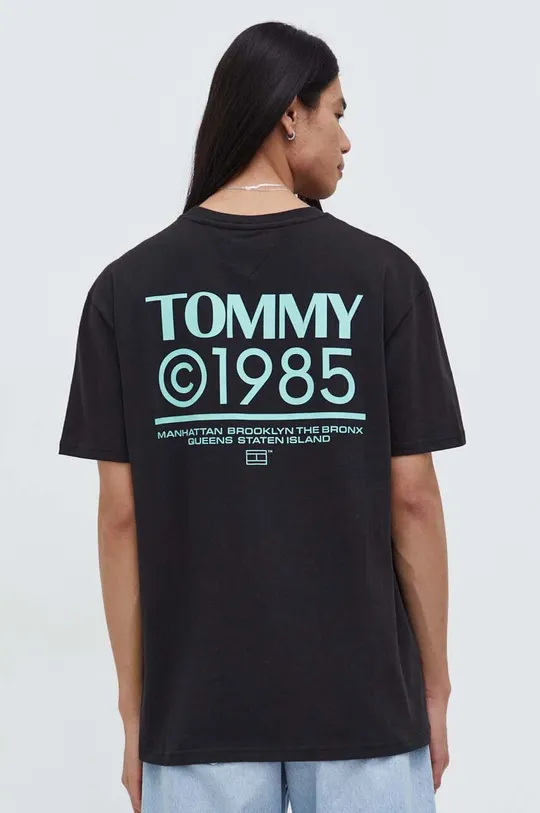 czarny Tommy Jeans t-shirt bawełniany
