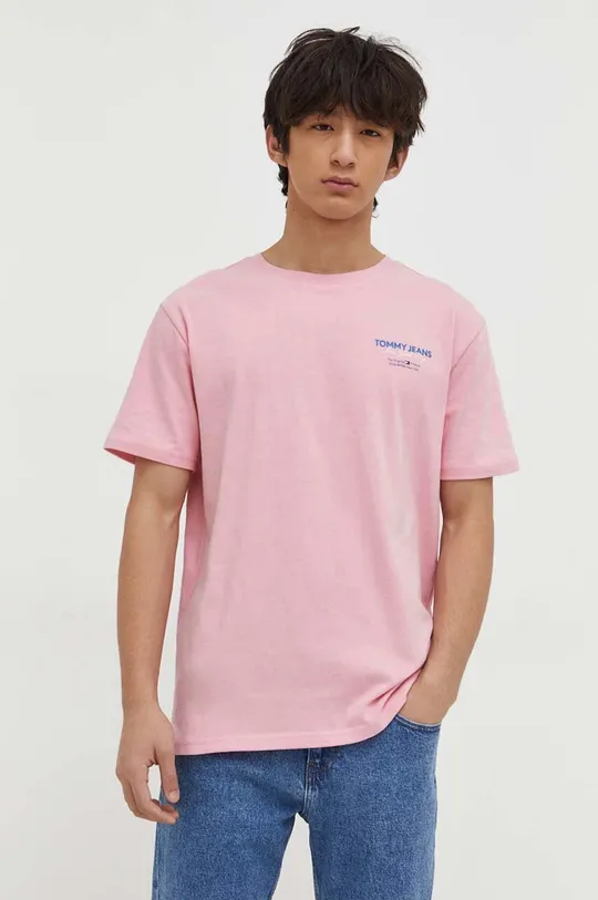 Tommy Jeans t-shirt bawełniany różowy