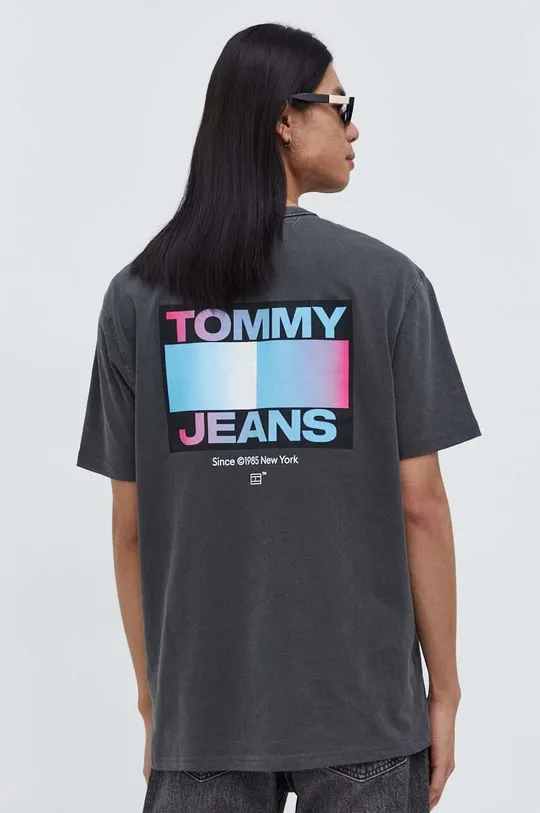 szary Tommy Jeans t-shirt bawełniany Męski