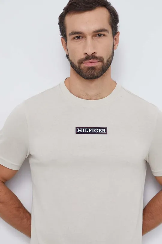 beżowy Tommy Hilfiger t-shirt Męski