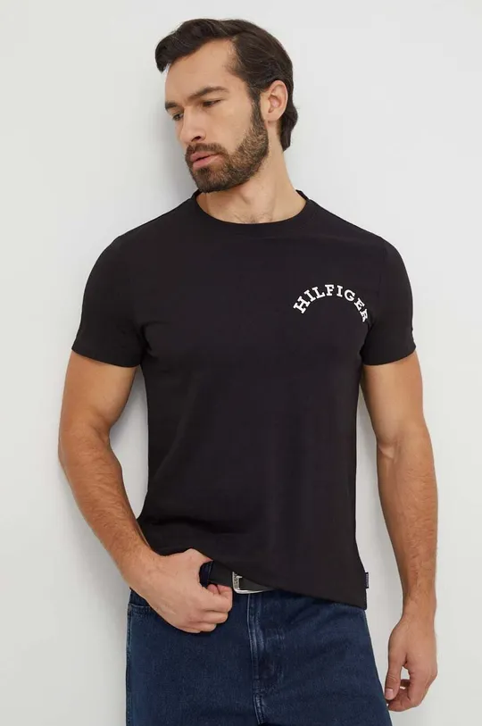 чёрный Хлопковая футболка Tommy Hilfiger Мужской
