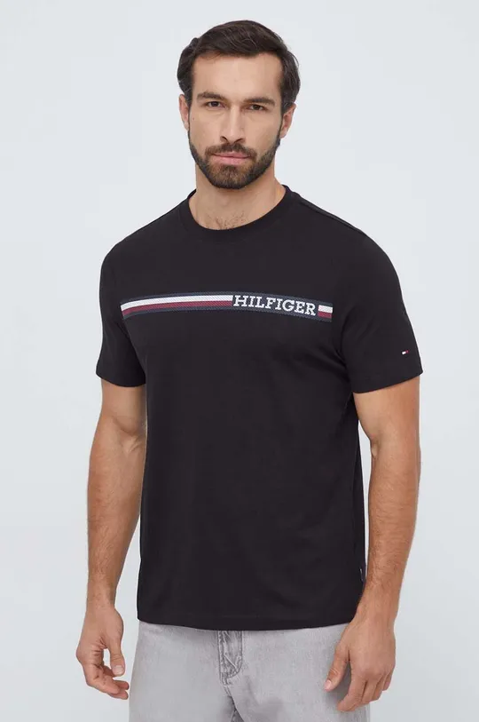 Bombažna kratka majica Tommy Hilfiger črna