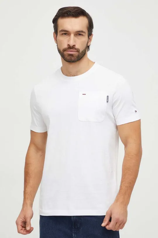 biały Tommy Hilfiger t-shirt bawełniany Męski