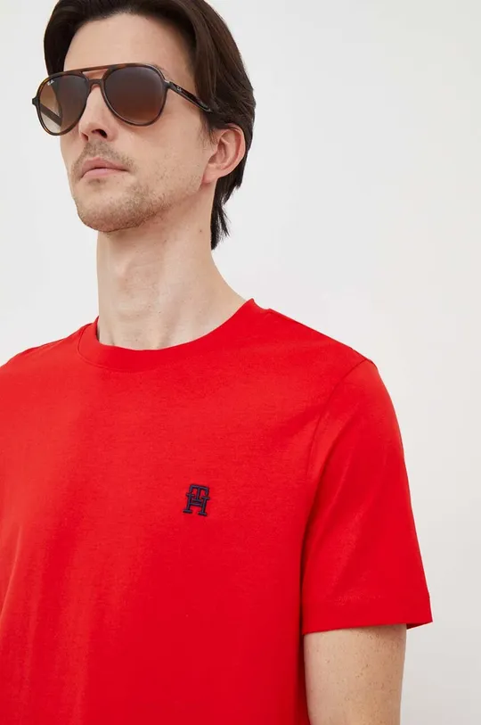 czerwony Tommy Hilfiger t-shirt bawełniany Męski