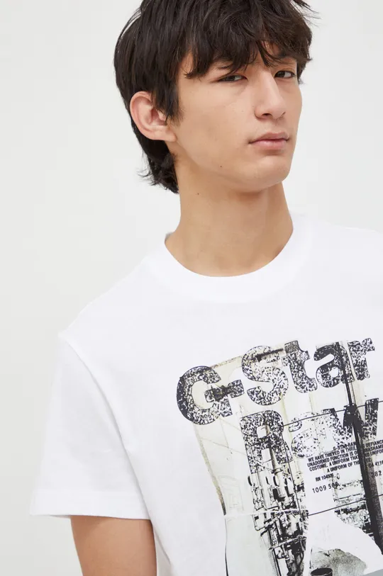 λευκό Βαμβακερό μπλουζάκι G-Star Raw