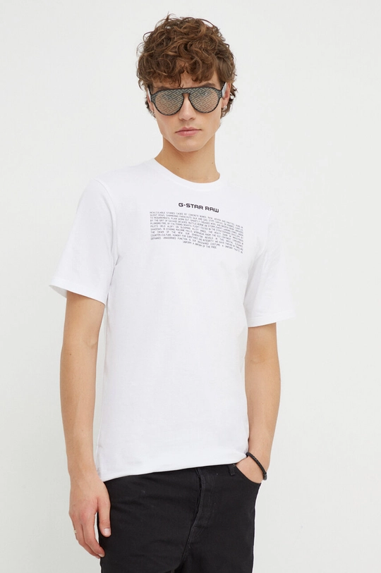 biały G-Star Raw t-shirt bawełniany