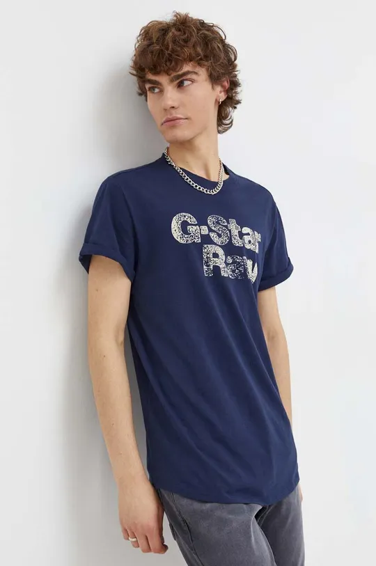 σκούρο μπλε Βαμβακερό μπλουζάκι G-Star Raw