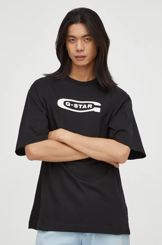 Bombažna kratka majica G-Star Raw črna
