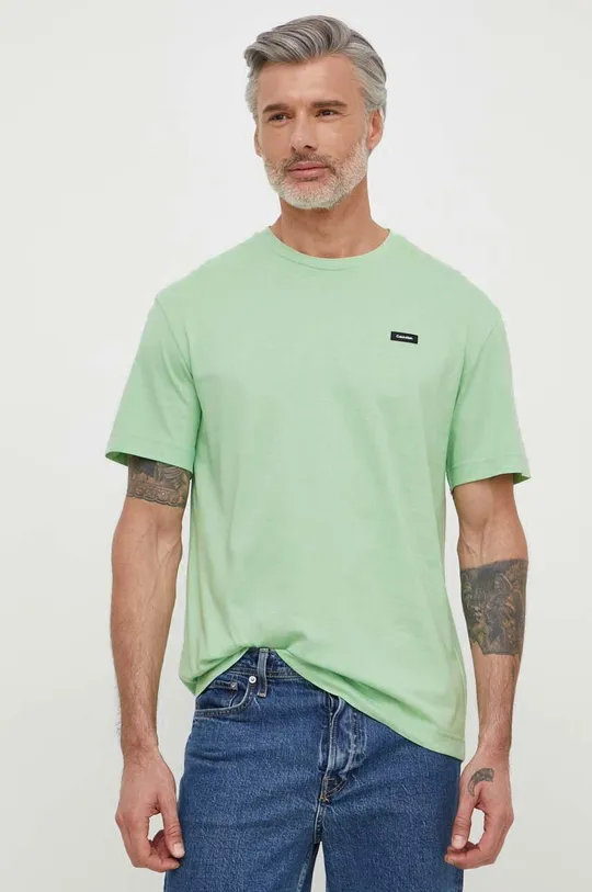 zelená Bavlnené tričko Calvin Klein Pánsky