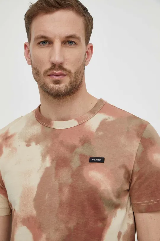 bež Bombažna kratka majica Calvin Klein Moški
