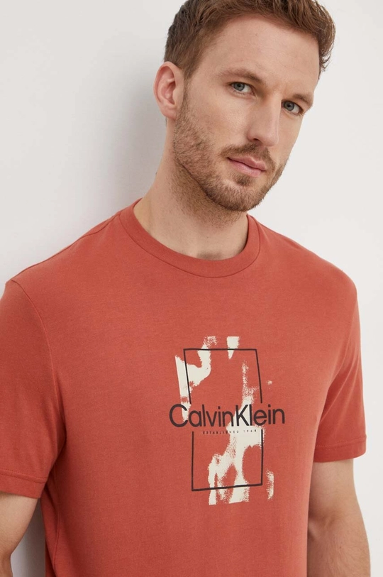 πορτοκαλί Βαμβακερό μπλουζάκι Calvin Klein