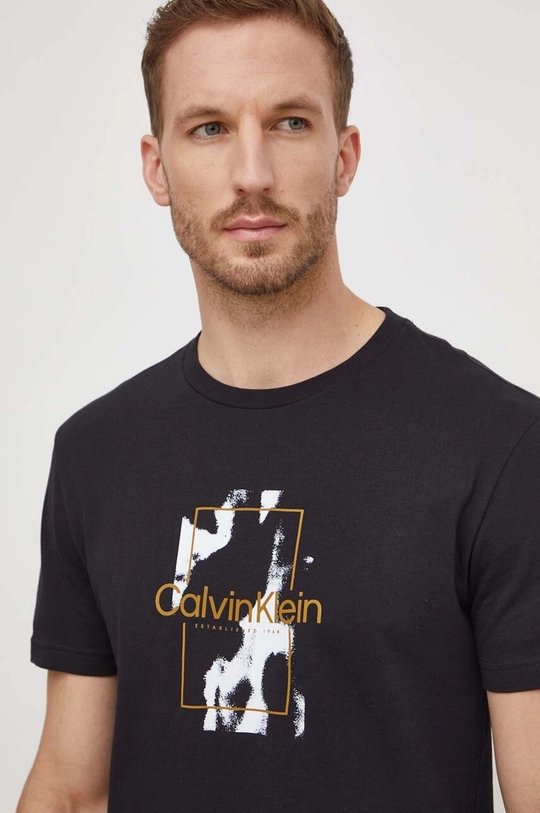 čierna Bavlnené tričko Calvin Klein