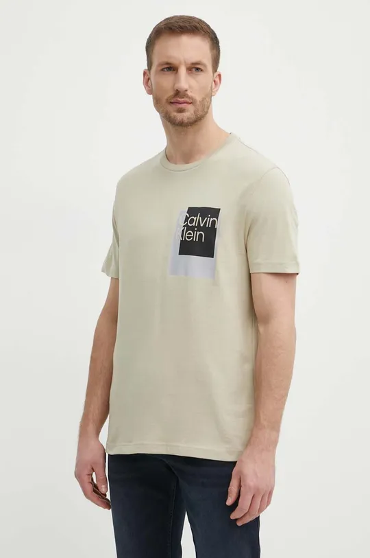 bež Bombažna kratka majica Calvin Klein