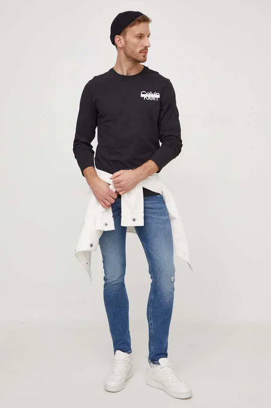 Calvin Klein top a maniche lunghe in cotone nero