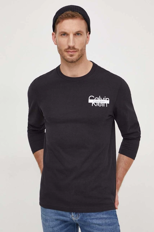 nero Calvin Klein top a maniche lunghe in cotone