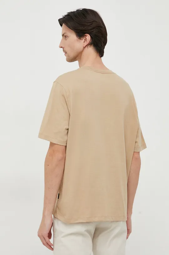 Βαμβακερό μπλουζάκι Michael Kors μπεζ