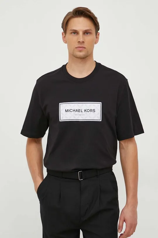 črna Bombažna kratka majica Michael Kors Moški