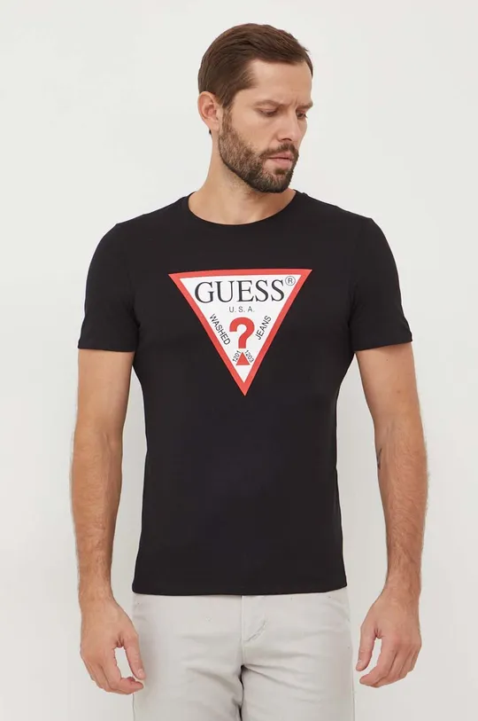 Bavlnené tričko Guess čierna