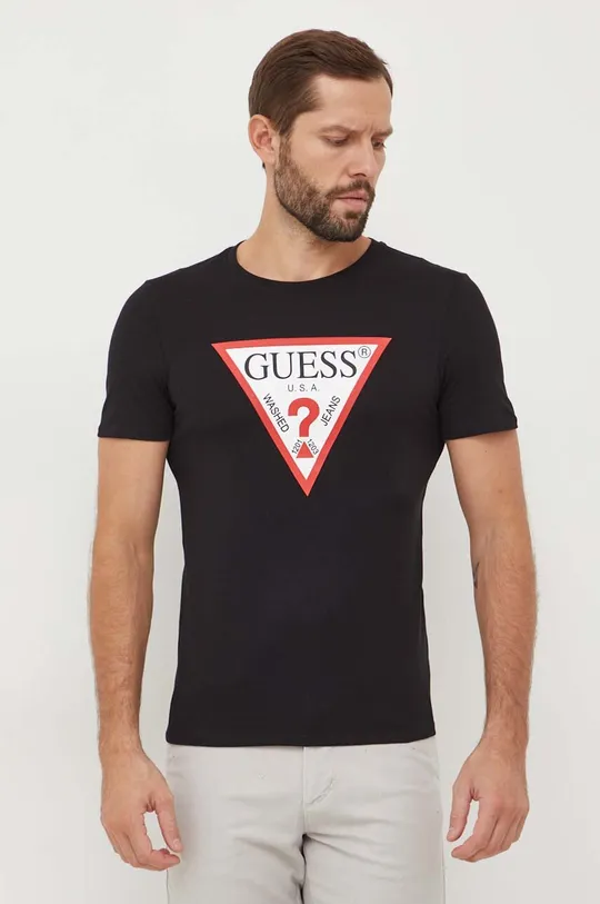 Хлопковая футболка Guess чёрный