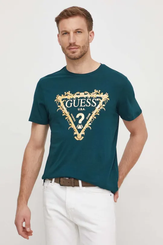 зелёный Хлопковая футболка Guess
