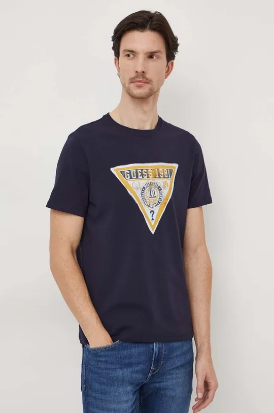 granatowy Guess t-shirt Męski