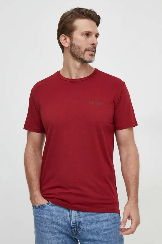 burgundia Guess t-shirt JOE Férfi