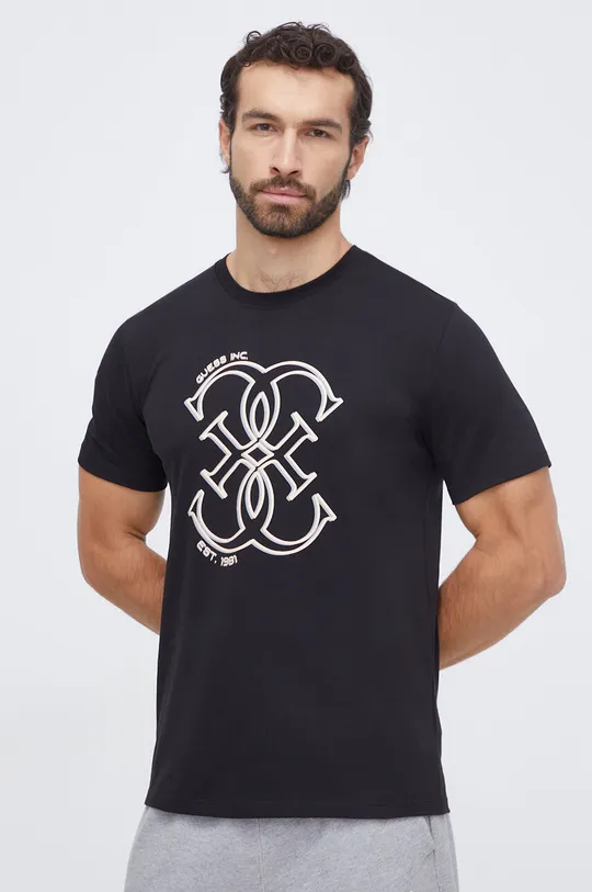 czarny Guess t-shirt bawełniany GASTON Męski