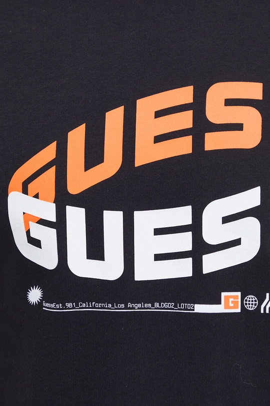 μαύρο Βαμβακερό μπλουζάκι Guess