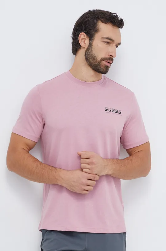 Хлопковая футболка Guess розовый