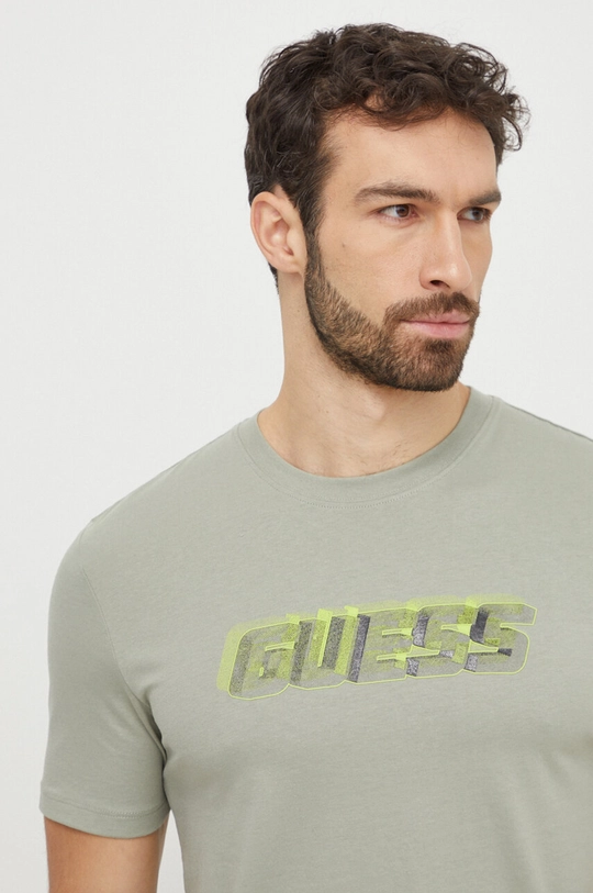 zielony Guess t-shirt bawełniany NIKOLAS