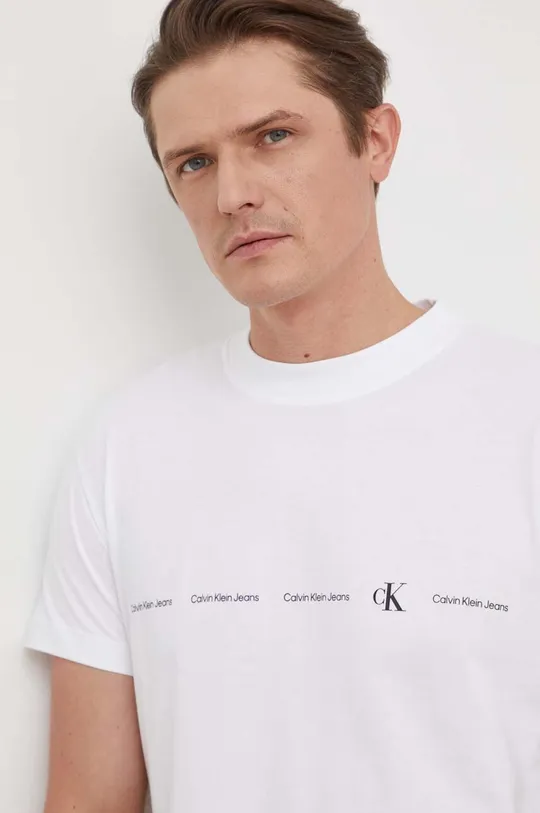 белый Хлопковая футболка Calvin Klein Jeans