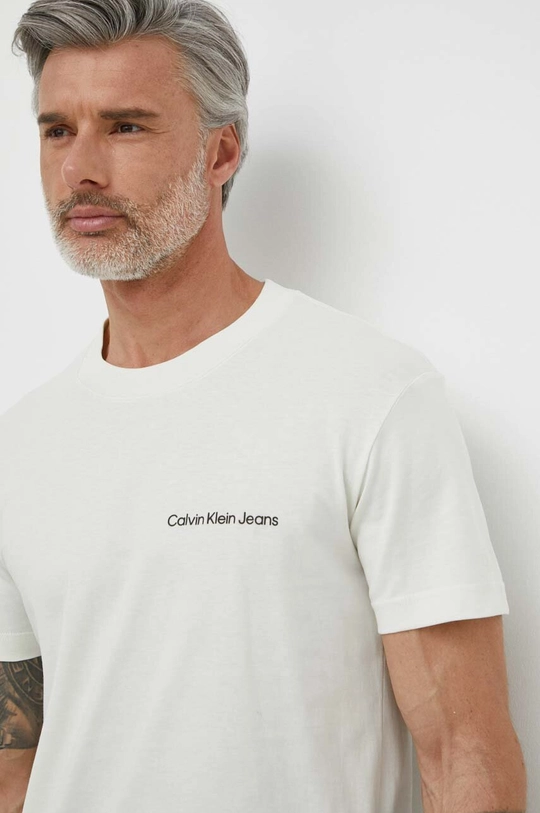 Βαμβακερό μπλουζάκι Calvin Klein Jeans πράσινο